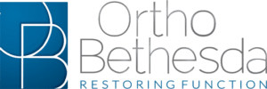 Ortho Bethesda logo featuring a blue square with white curved lines and gray text reading "Ortho Bethesda" with tagline "Restoring Function" below