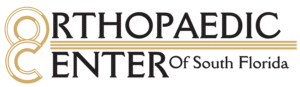 Orthopaedic Center of South Florida logo with gold circular design and black text