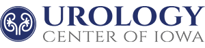 Urology Center of Iowa logo featuring a circular medical symbol with kidney design and blue and gray text