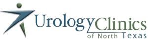 Urology Clinics of North Texas logo featuring a stylized blue swoosh with green accents and the company name in teal and gray text