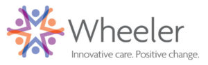 Wheeler clinic logo featuring a colorful star pattern with purple, blue, and orange figures around a central white star, accompanied by text "Wheeler" and tagline "Innovative care. Positive change