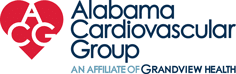 Alabama Cardiovascular Group logo featuring a red heart with white letters ACG and text "An Affiliate of Grandview Health