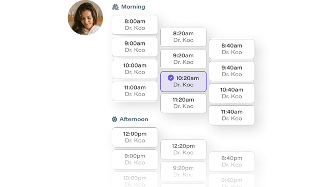 UI of appointment selection