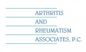 Arthritis and Rheumatism Associates, P.C. logo with text in teal blue on white background