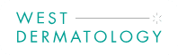 West Dermatology logo with teal text and decorative line element
