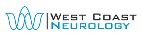 West Coast Neurology logo featuring a stylized blue wave design next to black and blue text reading "West Coast Neurology